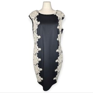 JAX Black Ivory Lace Sheath Dress 18W Sleeveless Cocktail Work